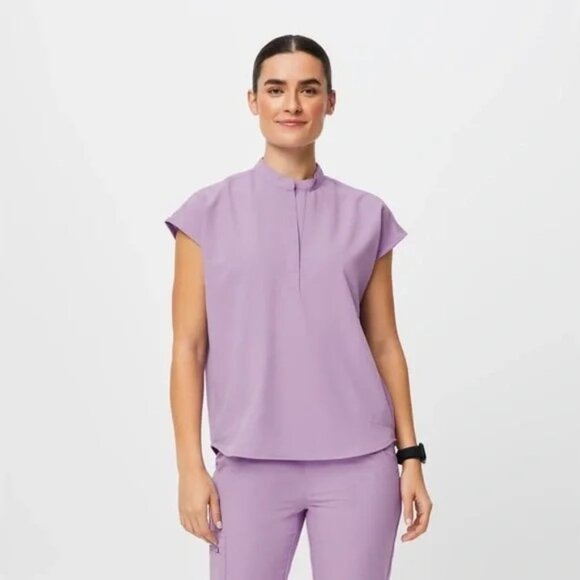 Figs Rafaela Oversized Scrub Top 3 Pocket Healthcare in Lavender Purple 3XL - Picture 1 of 12